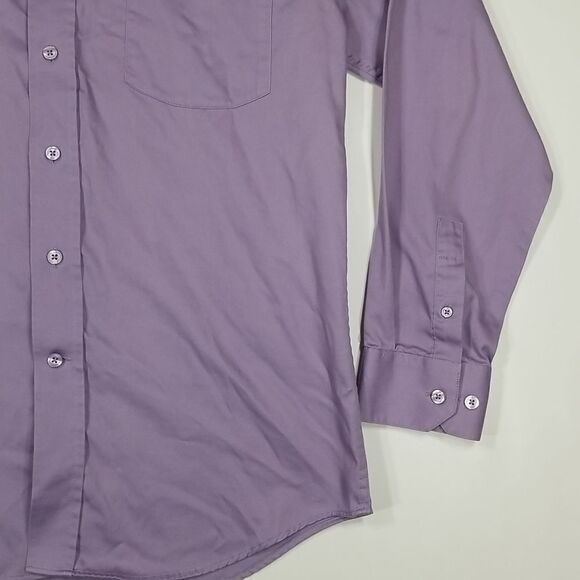 Bellissimo Shirt Men's 15 1/2 Button Down Long Sleeve Cotton Mauve Office Preppy - Picture 3 of 9